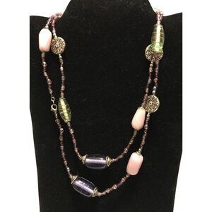 Handcrafted Vintage Jelly Belly Multicolor Glass Bead Necklace With Lobster Clas